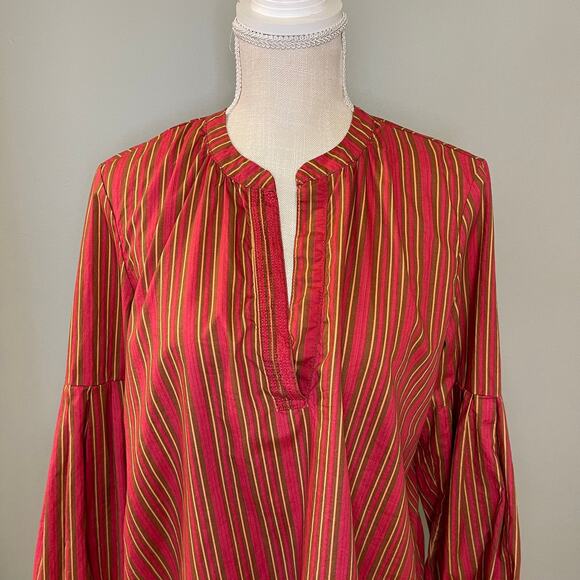 LOFT Lou & Grey Striped Poplin Boho Top, M - Picture 3 of 6